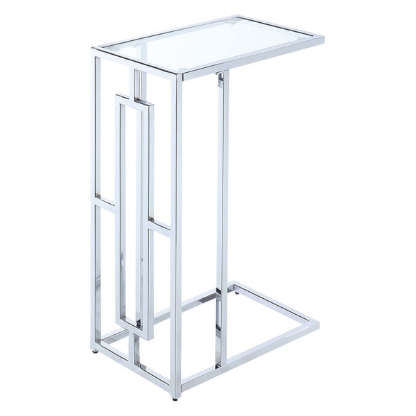 Silver Orchid Adams Square Chrome C-End Table