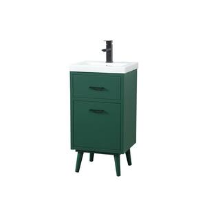 Simply Living 18 in. W x 15 in. D x 33.5 in. H Bath Vanity in Green with White Resin Top SL123054MGN