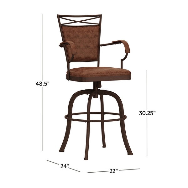 Bridgetown Bar Stool with Swivel， Aged Bronze