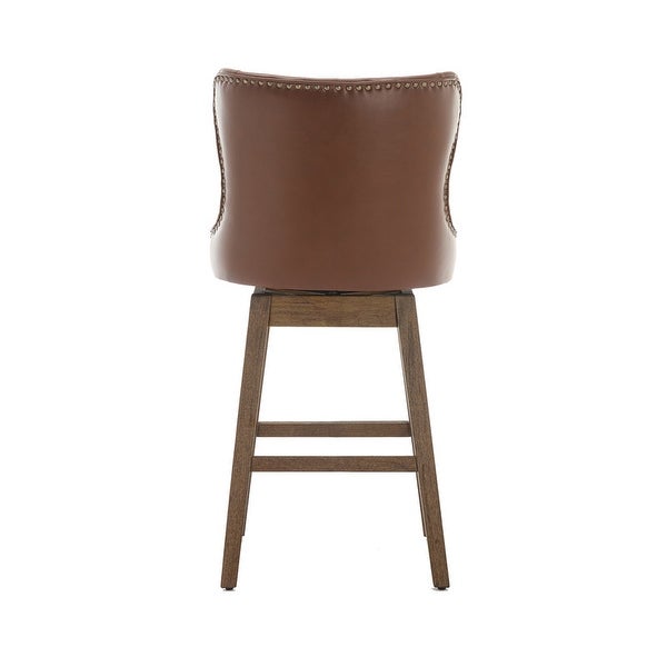 PU Leather Bar Stools Set of 2， Bar Stools with Back and Footrest， Dining Chairs Bar Chairs with Nailhead Trim