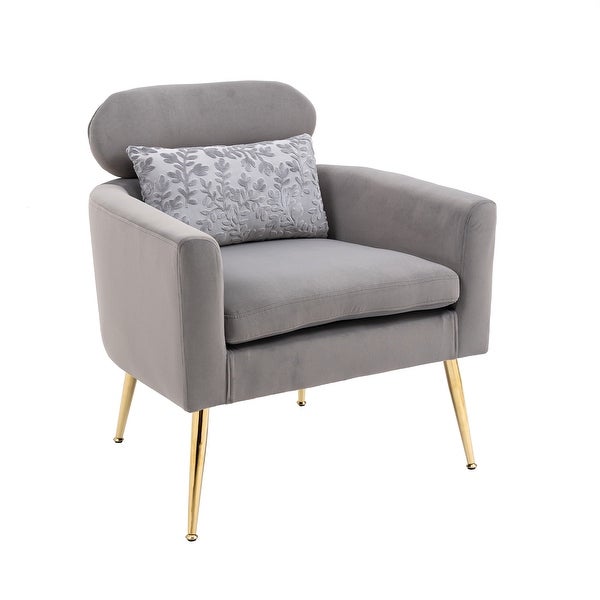 Modern Lounge Accent Chair with Velvet Upholstery， Grey