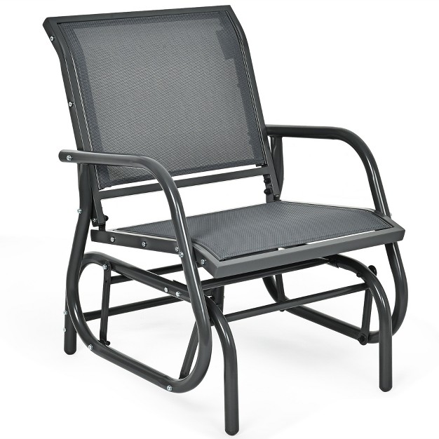 Costway 2pcs Patio Swing Glider Chair Single Rocking Chair Yard Outdoor Grey