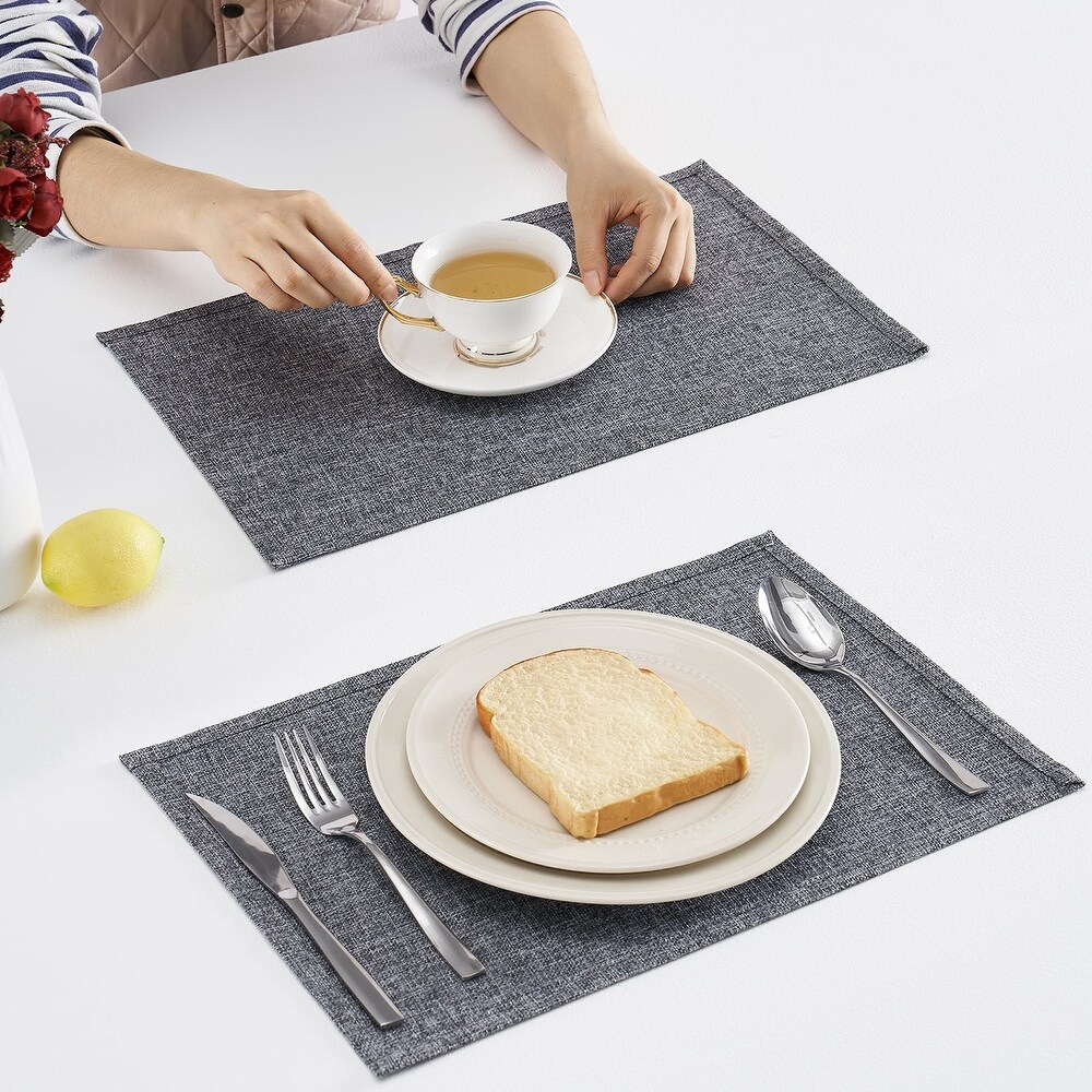 Linen Placemats Set of 4  Heat Resistant Dining Table Place Mats   Machine Washable