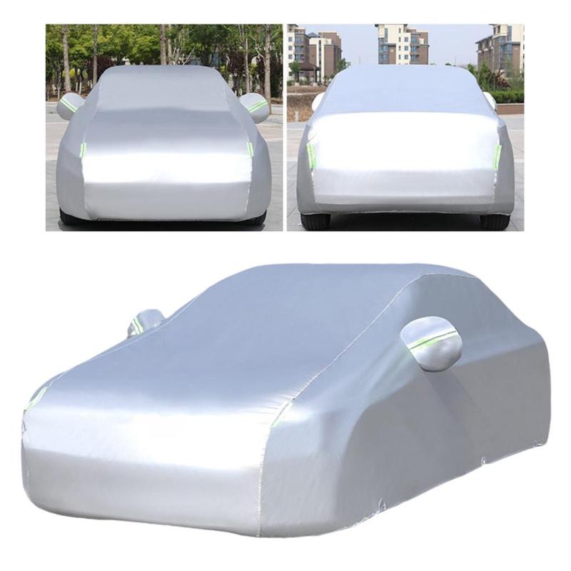 Full Car Cover Windproof Scratch Resistant Waterproof Outdoor Universal Fit Sedan Wagon Trucks - 1 Layer Silver