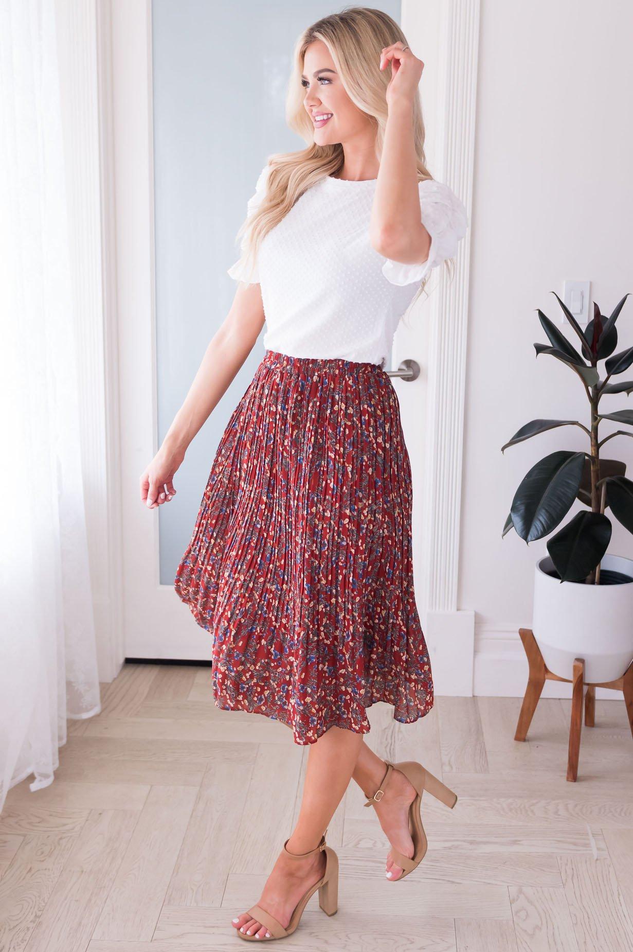 Fall Blooms Modest Pleat Skirt