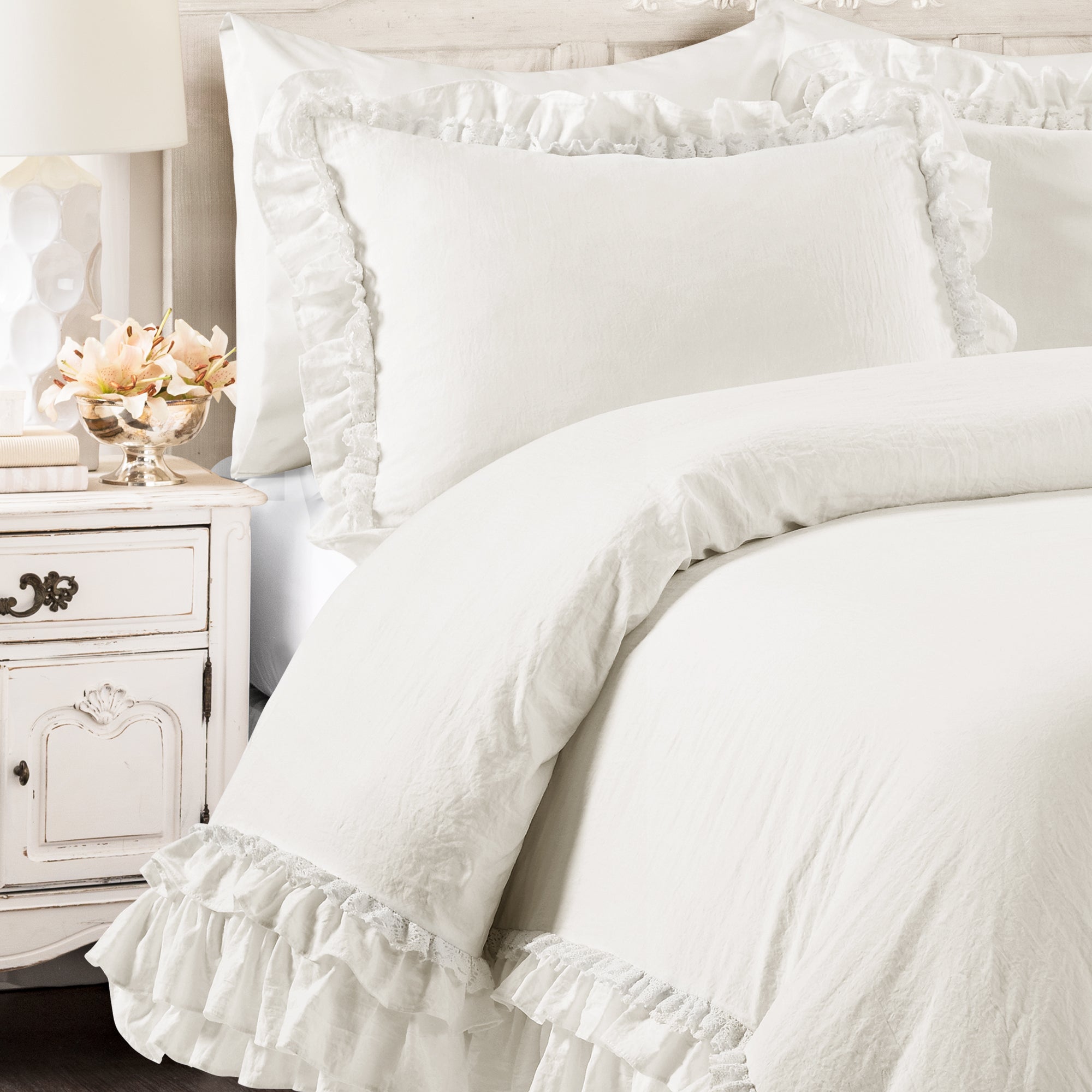 Ella Ruffle Lace 3 Piece Comforter Set