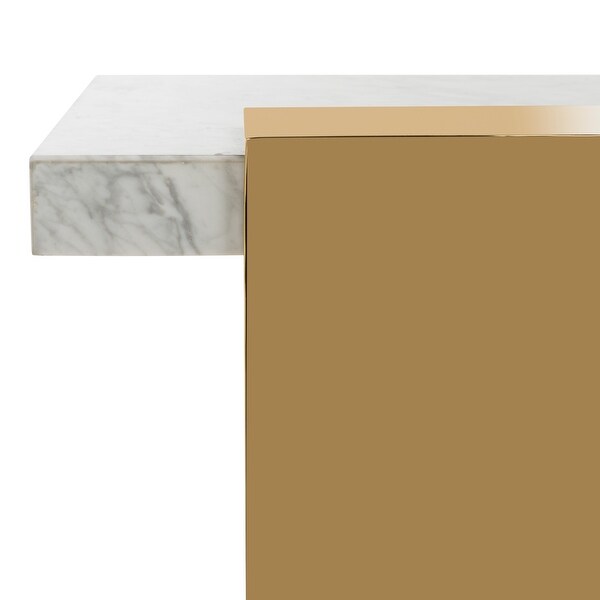 SAFAVIEH Couture Mycha Marble Console Table- White / Gold - 30 in w x 16 in d x 32 in h