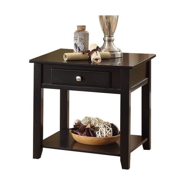 Modern Style Malachi End Table with 1 Drawer and 1 Tier Shelf (Black)