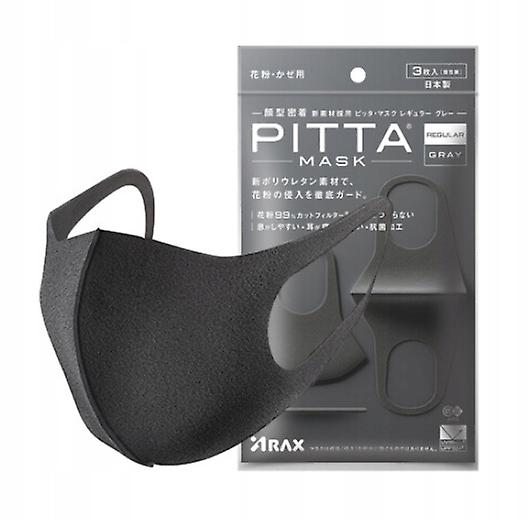 Japan Pitta Mask For Dust And Pollen 3 Pieces， Dark Gray