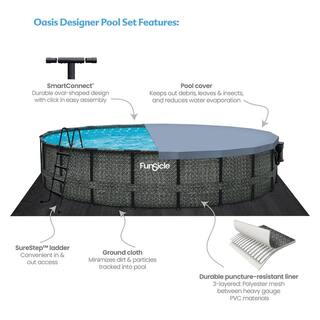 Funsicle 20 ft. Round 48 in. Deep Metal Frame Above Ground Pool Dark Herringbone P4A02048B