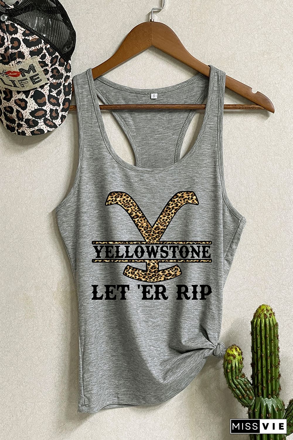 Yellowstone Print Sleeveless Tank Top Wholesale