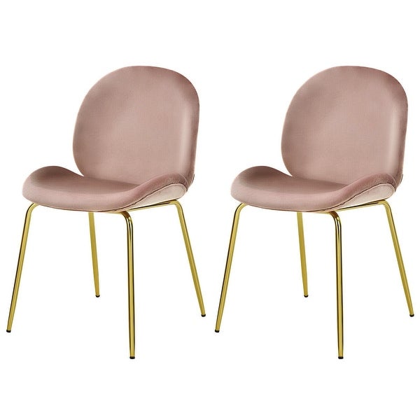 Set of 2 Velvet Accent Chairs with Gold Metal Legs - 19