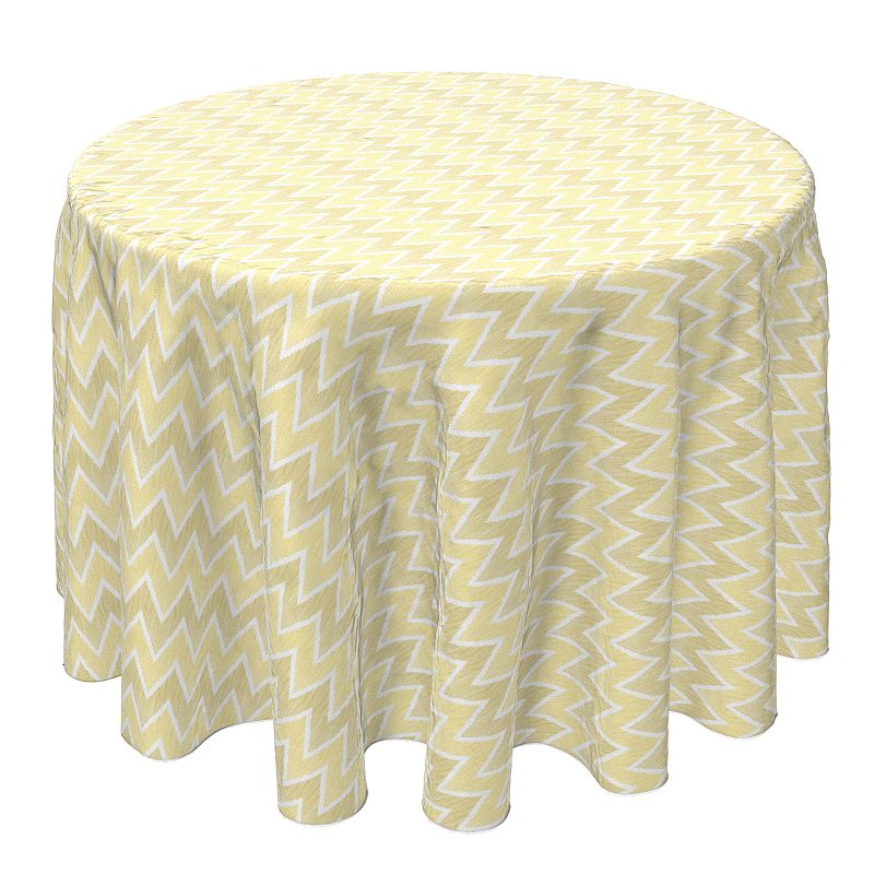 Round Tablecloth， 100% Cotton， 60 Round， Yellow Ikat Chevron