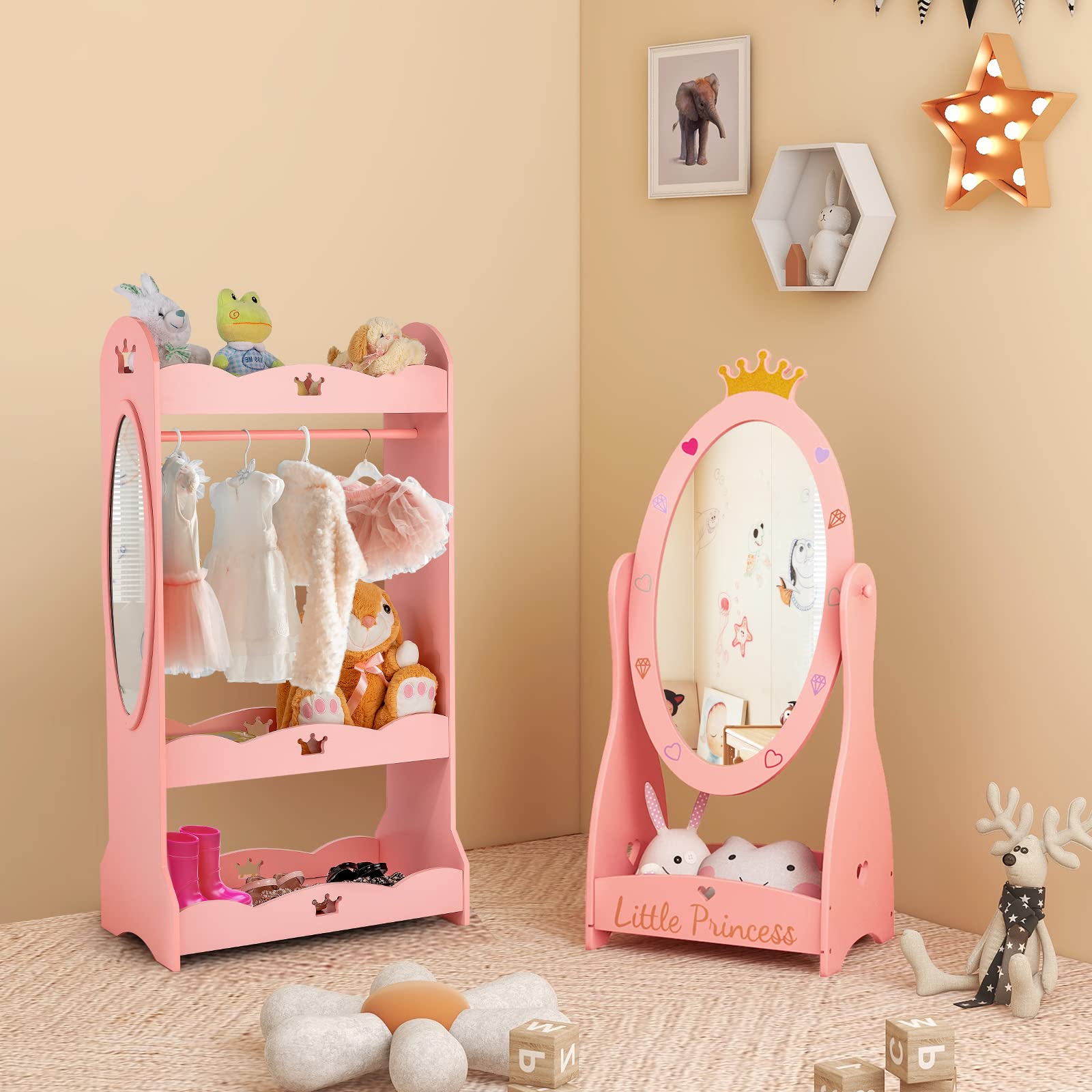 Costzon Kids Full Length Mirror, Princess Floor Free Standing Mirror