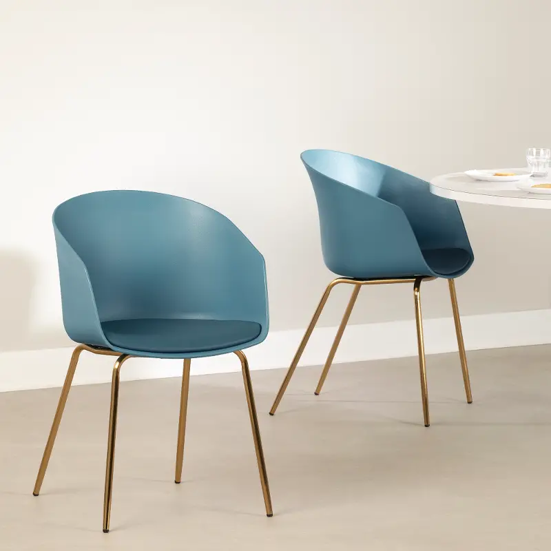 Flam Blue Chair Set with Gold Metal Legs