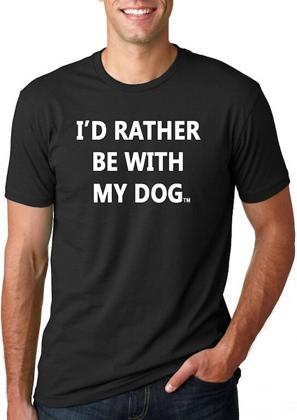 I'd Rather Be With My Dog Unisex Adult Short Sleeve T-Shirt， Black