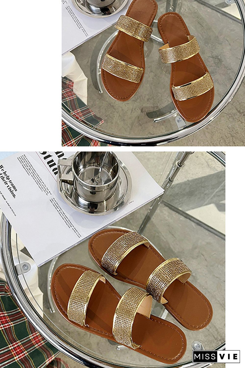 Sequin Summer Flat Slippers Wholesale