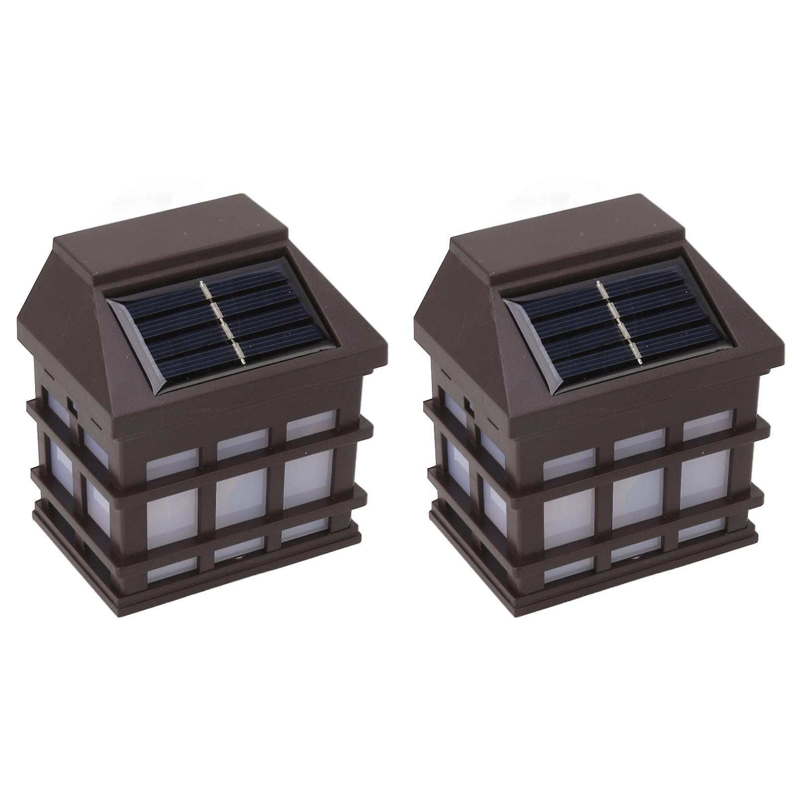 2 PCS LED Solar Wall Light Outdoor Rainproof Pane Lamp Decorative Wall Lamp for Courtyard Garden Villa White Light