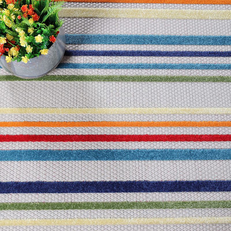 Superior Modern Casual Stripe Indoor Outdoor Area Rug