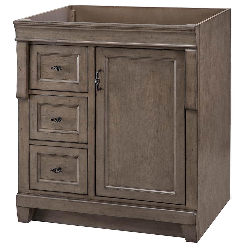 Home Decorators Collection Naples 30 in W Bath Vanity Cabinet Only in Distressed Grey with Left Hand Drawers