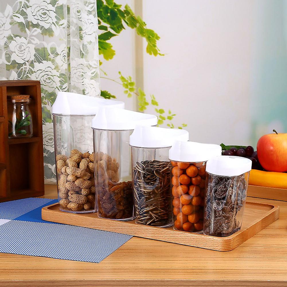 Set Of 5 Dry Food Storage Cereal Dispenser Pasta Food Container Box Kitchen Tool