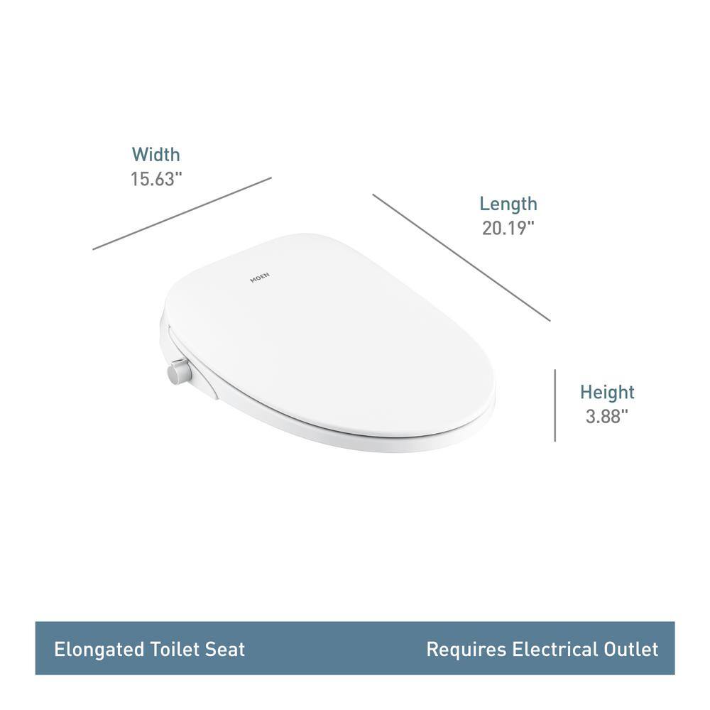 MOEN 2-Series Standard Electric Add-On Bidet Seat for Elongated Toilets in. White with Heated Seat EB800-E