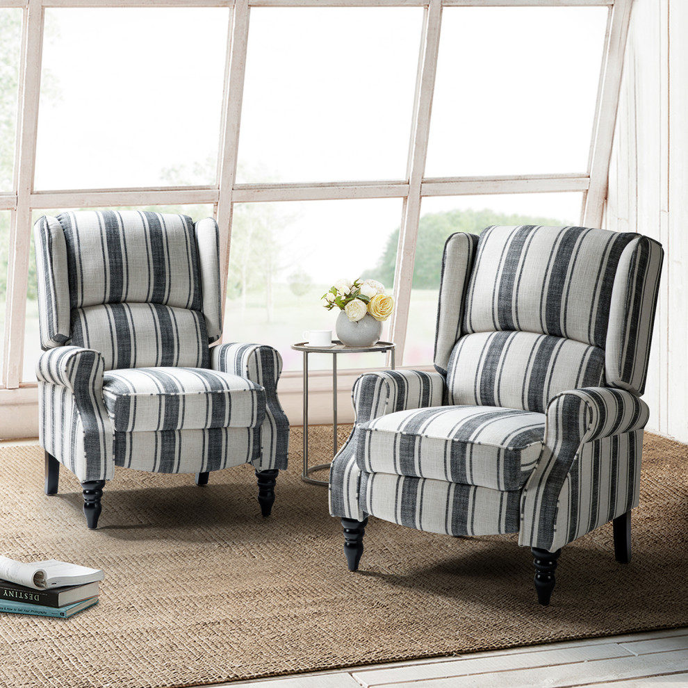 Modern Manual Wingback Recliner Set of 2   Farmhouse   Recliner Chairs   by Karat Home  Houzz