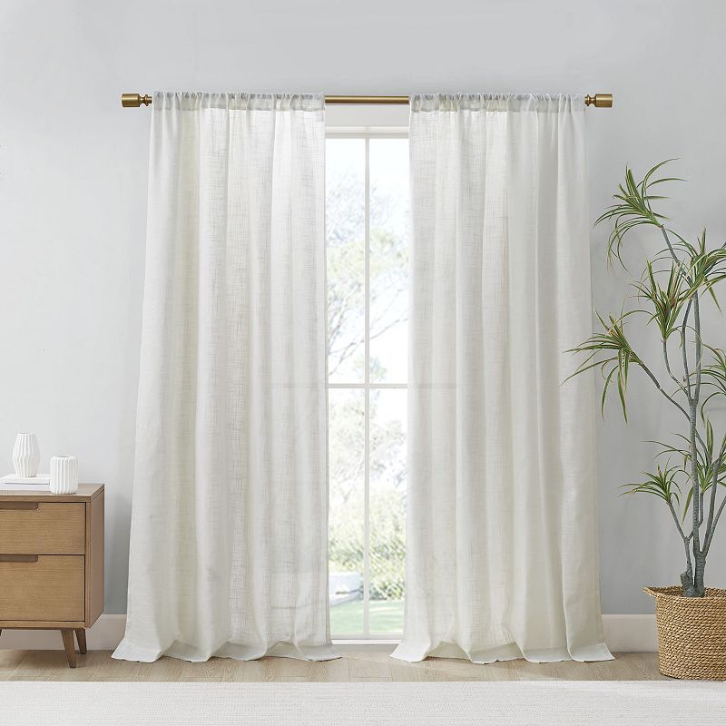 Madison Park Suvi 2-Pack Linen Blend Textured Light Filtering Rod Pocket Window Curtains