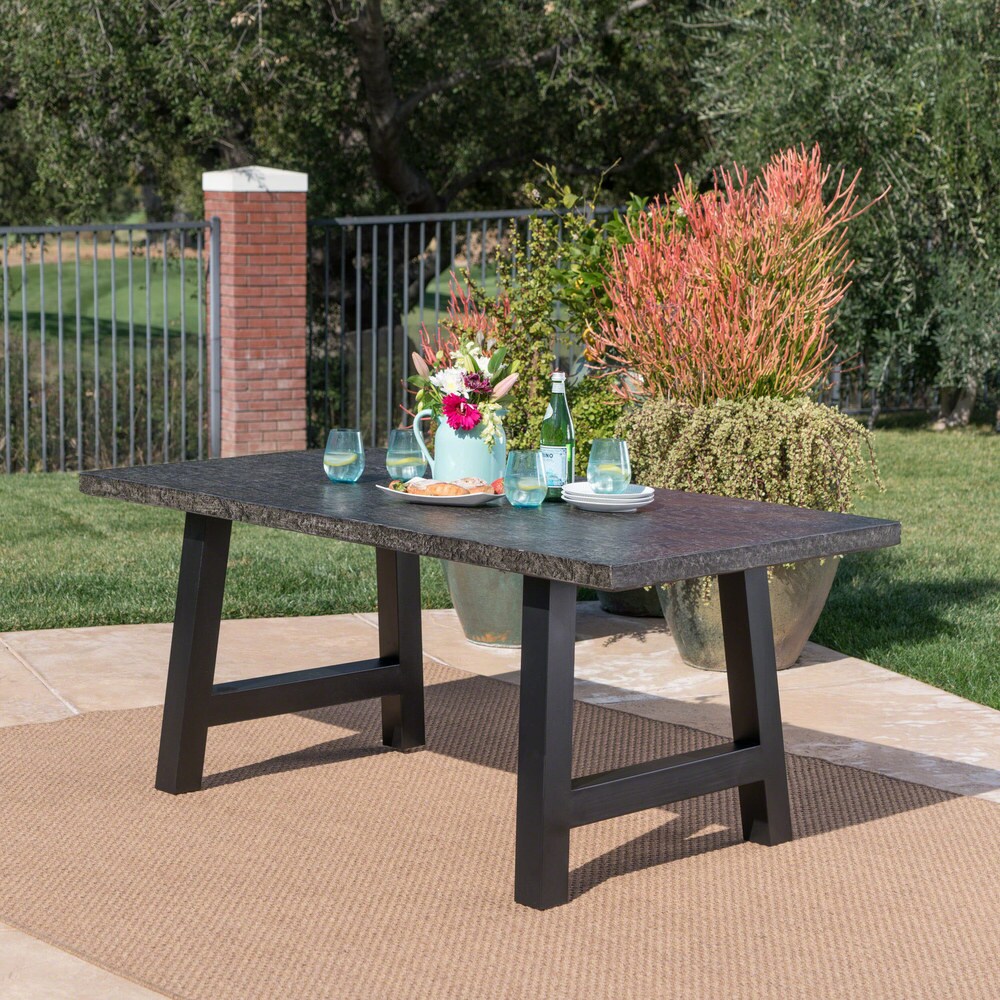 Valencia Outdoor Rectangle Light Weight Concrete Dining Table by Christopher Knight Home   70.25\