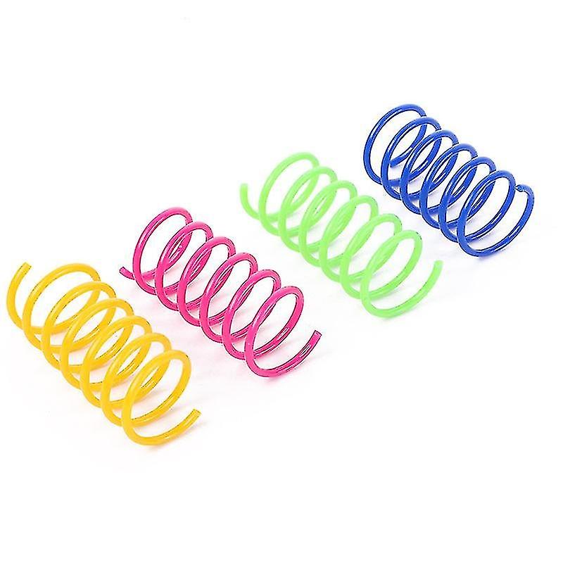 60 Pcs Cat Spring Toy Plastic Colorful Coil Spiral Springs Pet Action Wide