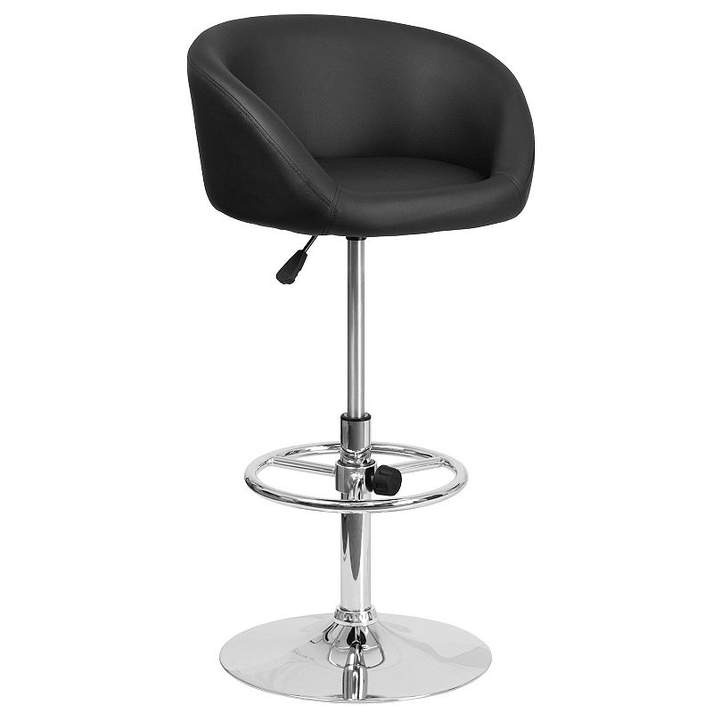 Merrick Lane Valencia Bucket Seat Bar and Dining Stool Modern Stool with 360 Swivel， Adjustable Height and Metal Footrest