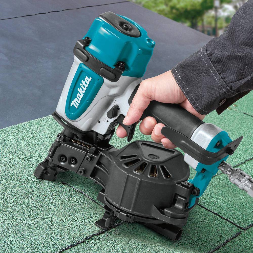 Makita 5.2 Gal. 3.0 HP Electric Single Tank Air Compressor with Bonus 15 Degree 1-34 in. Pneumatic Coil Roofing Nailer MAC5200-AN454