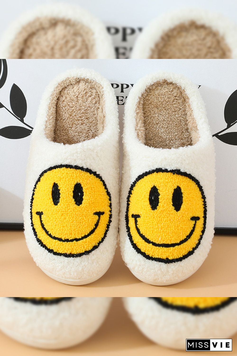 Smile Unisex Fluffy Slippers