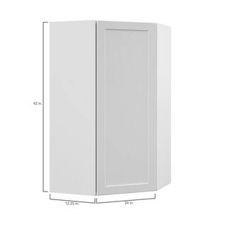 Hampton Bay Designer Series Melvern Assembled 24x42x12.25 in. Diagonal Wall Kitchen Cabinet in White WC2442-MLWH