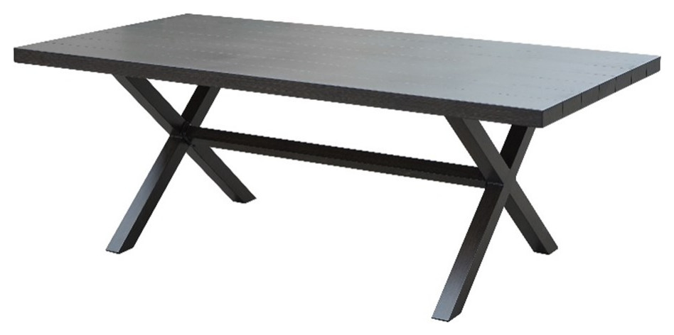 Marina Brown Aluminum Rectanglular Patio Table   Transitional   Outdoor Dining Tables   by Homesquare  Houzz