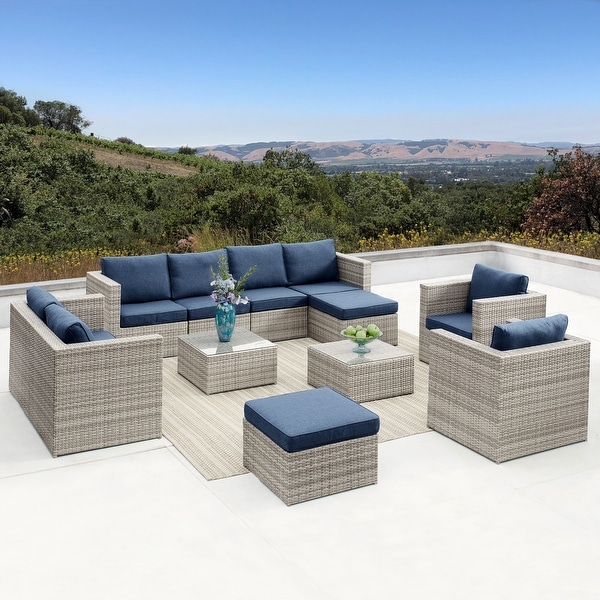 Corvus Trey 12piece Sectional Wicker Patio Sofa Set