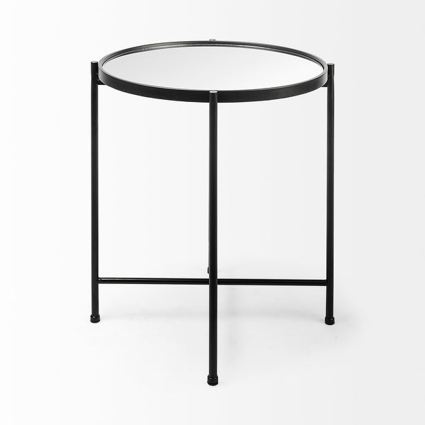 Samantha Black Iron Frame w/ Mirror Top Accent Table