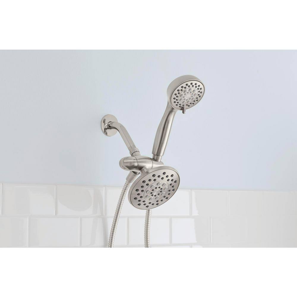 Glacier Bay 6-spray 5.51 in. Dual Shower Head and Handheld Shower Head in Brushed Nickel HD58302-0504