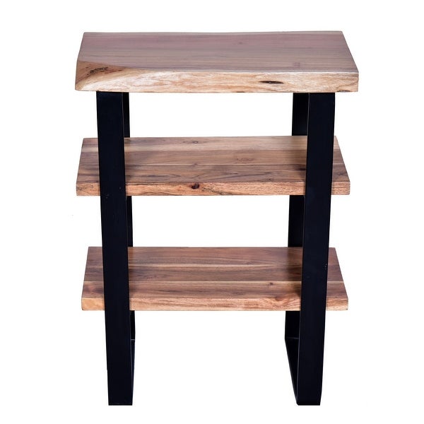 Brown Black 20 Inches Industrial End Side Table