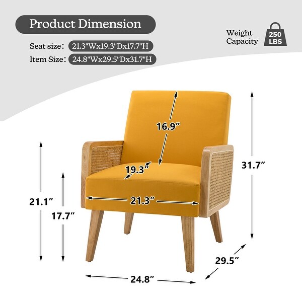 Carmina Upholstered Accent Chair with Natural Rattan Arms by HULALA HOME