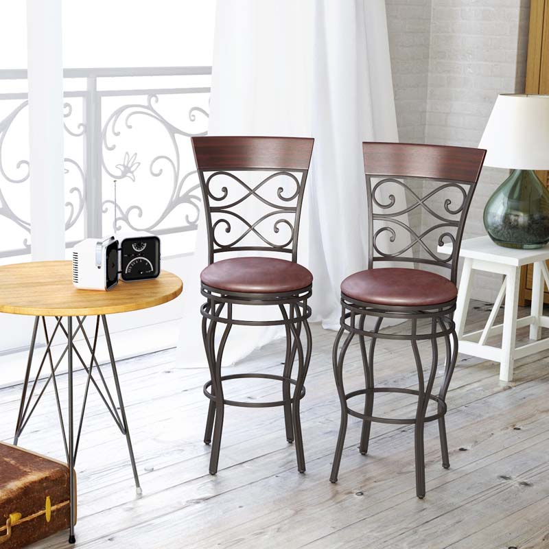 2-Pack 360 Degree Swivel Bar Stools with Back, 30