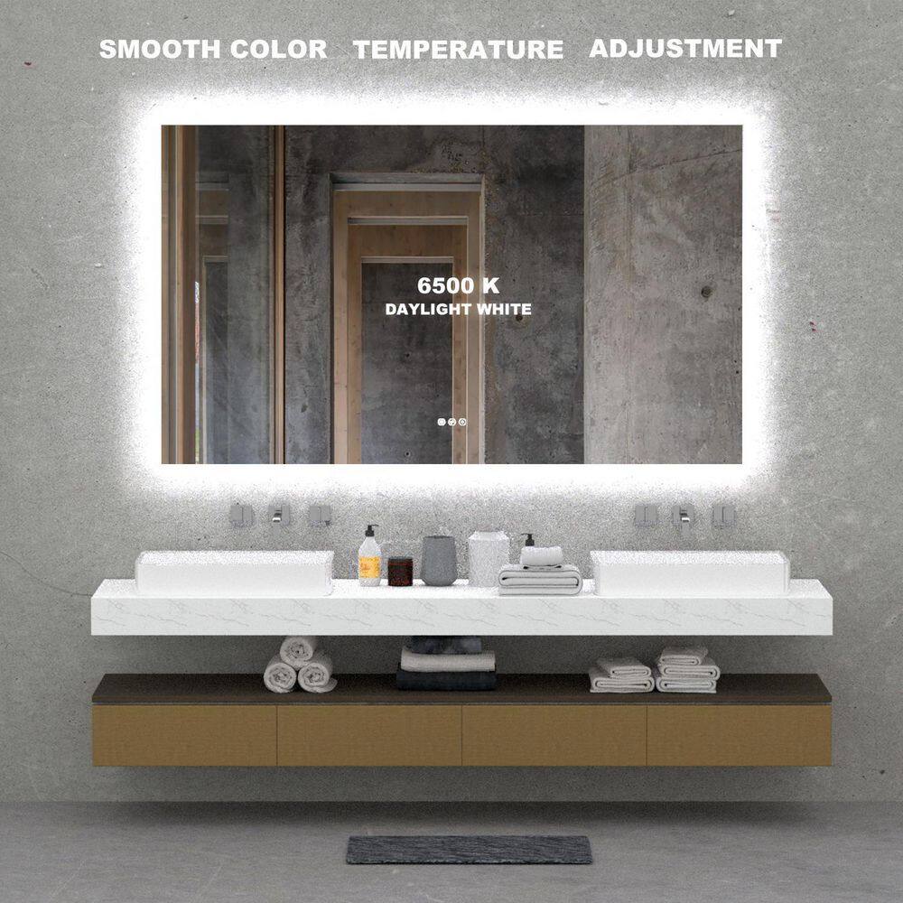 niveal 60 in. W x 36 in. H Rectangular Frameless LED Wall Bathroom Vanity Mirror LMO04-6036DF2