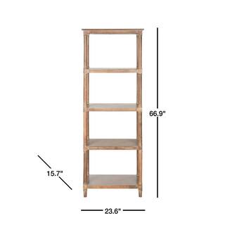 SAFAVIEH Odessa 66.9 in. BrownOff-White Wood 4-shelf Bookcase AMH5721B