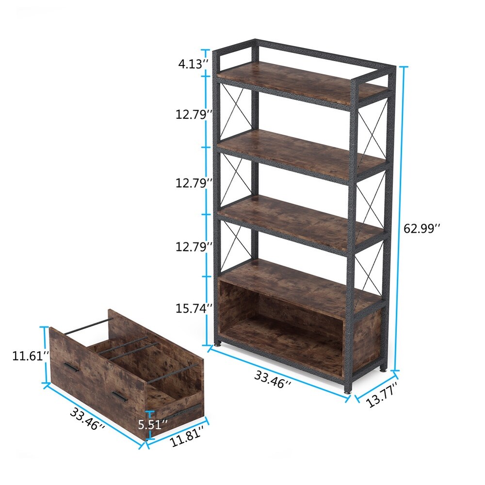 Lateral File Cabinet with Bookshelves  Printer Stand Filing Cabinet Bookcase with Drawer