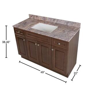 Glacier Bay Glensford 49 in. W x 22 in. D Bath Vanity in Butterscotch with Stone Effects Vanity Top in Cold Fusion with White Sink GF48P2V8-BT