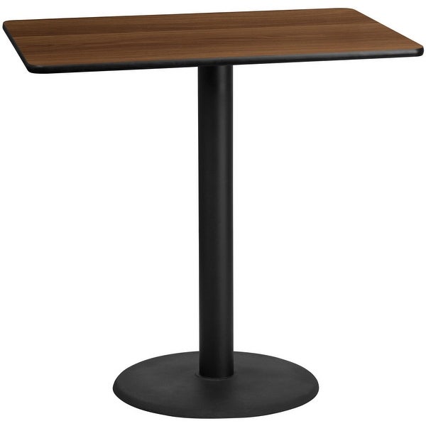 30'' x 48'' Rectangular Laminate Table Top with 24'' Round Bar Height Table Base - 30