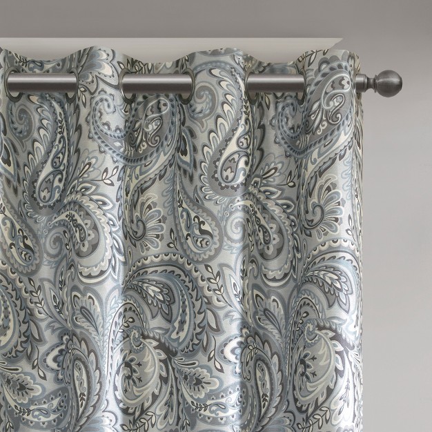 Elsie Paisley Printed Blackout Window Panel Gray