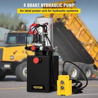 VEVOR 12-Volt DC 8 qt. Hydraulic Power Unit Hydraulic Pump Double Acting Hydraulic Power with Metal Oil Reservoir for Car Lift 8LCZYYBTXSZY00001V0