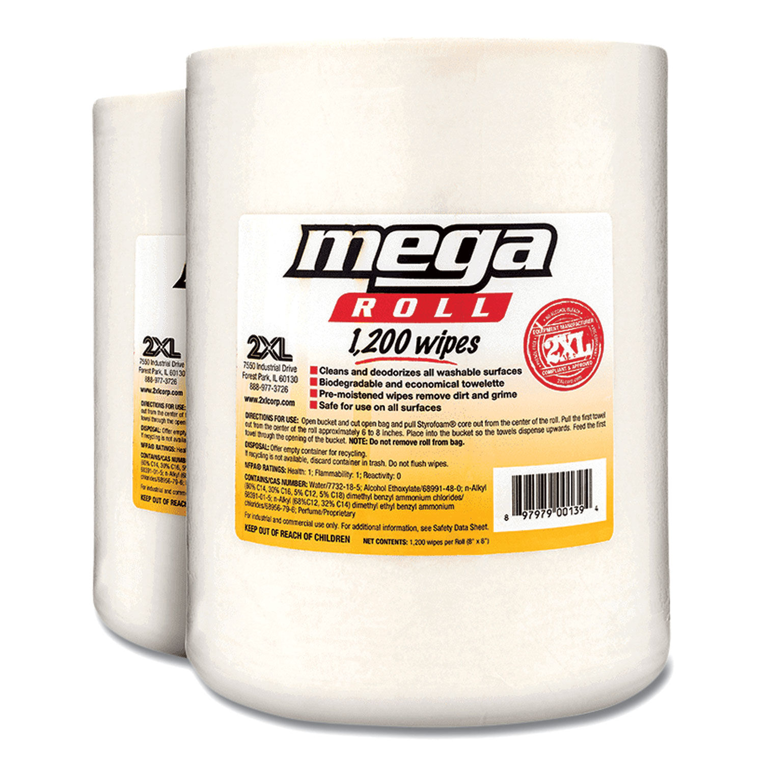 Gym Wipes Mega Roll Refill by 2XL TXLL420