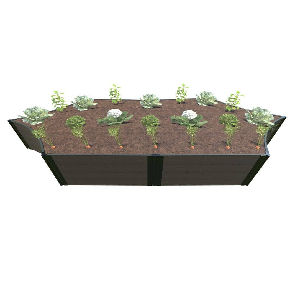 Frame It All 6 ft. x 16 in. x 22 in. Weathered Wood Composite 'Silver Salver Scalloped Raised Garden Bed - 1 in. Profile 800004067